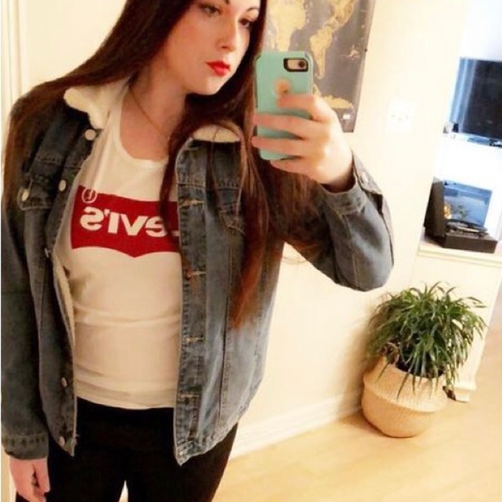Bluenotes sherpa lined denim jacket size large - Picture 2 of 5